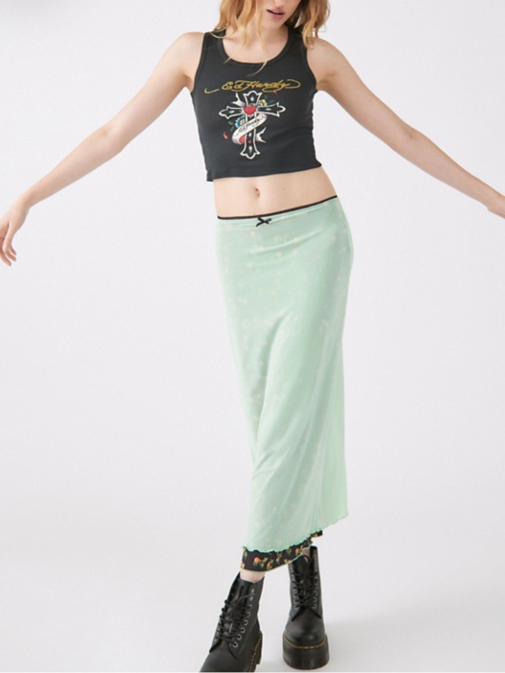 Urban Outfitters Mint Green Slip Midi Skirt